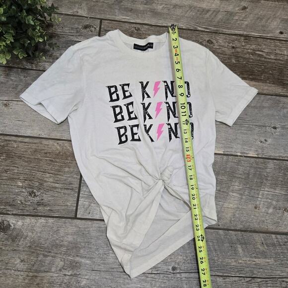 LuluSimonStudio White Tri-Blend Be Kind T-Shirt, Size Small - Picture 4 of 5